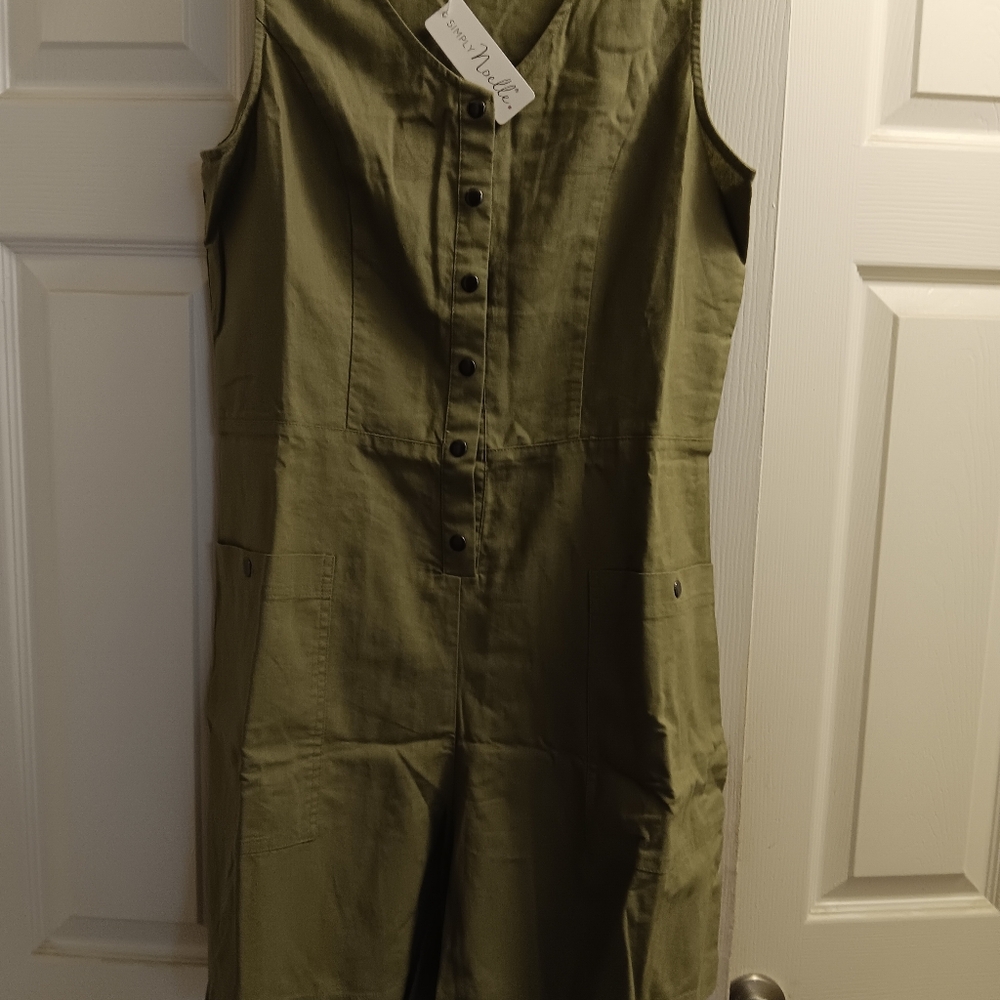 Size 8-10 Simply Noelle Army Green Romper with Snap Buttons
